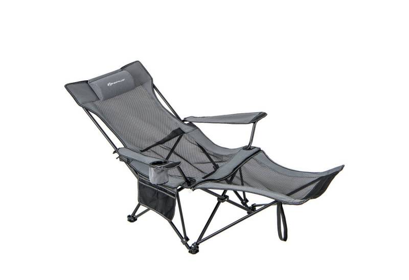 COSTWAY Campingstuhl Angelstuhl, faltbar mit Kopfstütze & Getränkehalter von COSTWAY