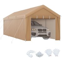 COSTWAY Carport Zeltgarage, Maße: 301 x 600 x 285 cm, tragbares Garagenzelt mit verzinktem Metallrahmen & wetterfester Abdeckung, Autounterstand für von COSTWAY