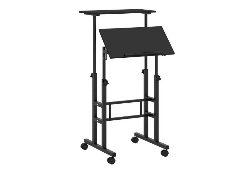 COSTWAY Computertisch, 2-stufig, höhenverstellbar mit Rollen, 72-124cm von COSTWAY