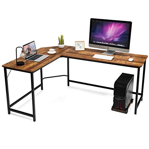 COSTWAY Schreibtisch L-Form, Eckschreibtisch, Gaming Computertisch PC-Tisch Computerschreibtisch mit CPU-Ständer, Bürotisch Ecktisch Winkelschreibtisch für Home Office, 168 x 125 x 74 cm (Braun) von COSTWAY