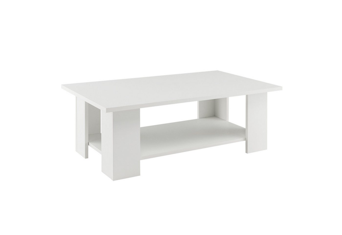 COSTWAY Couchtisch, 2 Ebenen, Holz, 90 x 52 x 32 cm, modern, Weiß von COSTWAY