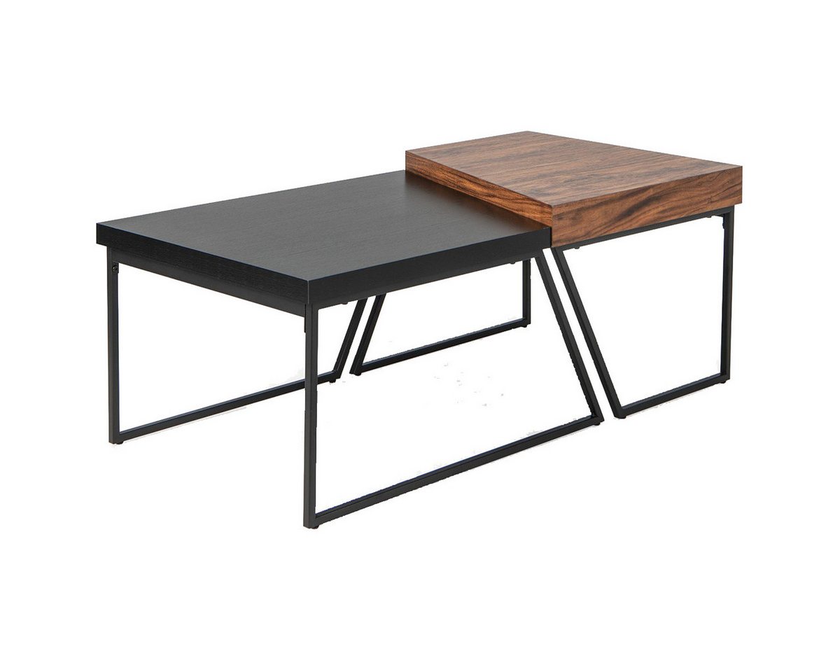 COSTWAY Couchtisch, 2er Set, Metallrahmen, 60x60cm + 80x60cm, industriell von COSTWAY