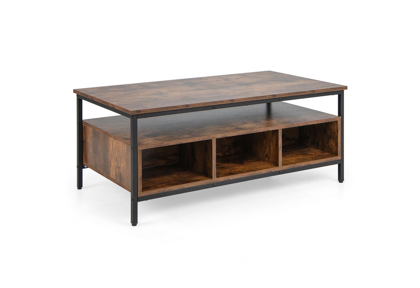 COSTWAY Couchtisch, Holz, Sofatisch mit offenem Regal & 6 Ablage, 110x60x45cm von COSTWAY