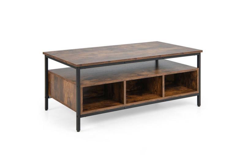 COSTWAY Couchtisch, Holz, Sofatisch mit offenem Regal & 6 Ablage, 110x60x45cm von COSTWAY