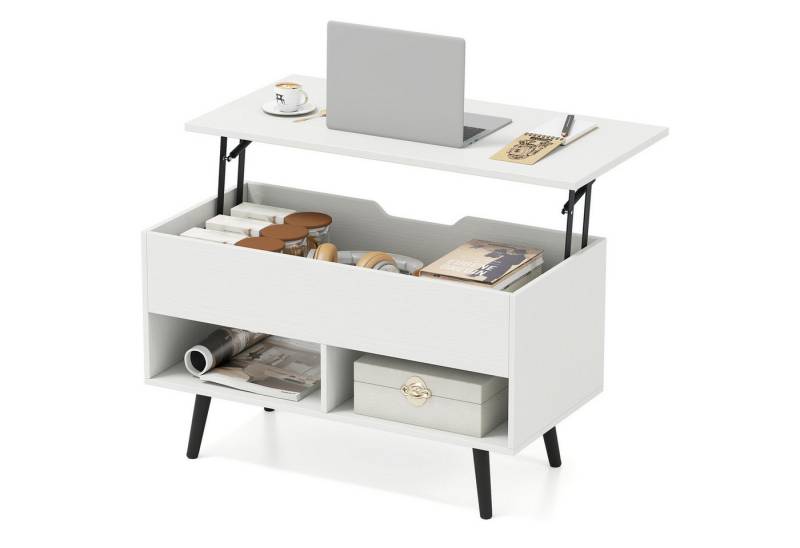 COSTWAY Couchtisch, höhenverstellbar, Stauraum mit 2 Fächern, 80x40x44,5-85cm von COSTWAY