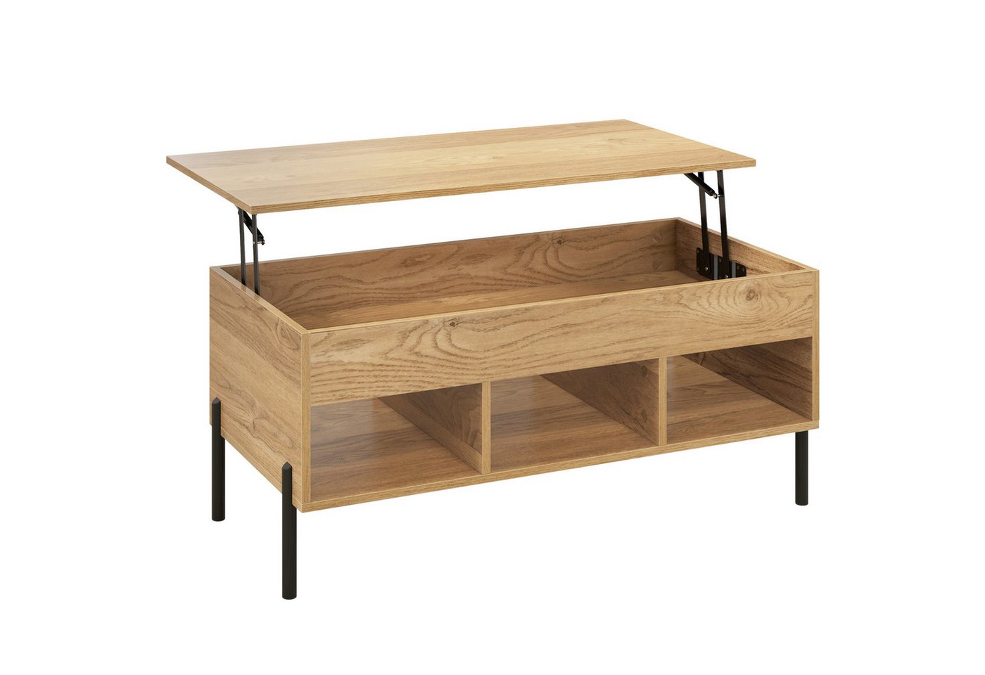COSTWAY Couchtisch, höhenverstellbar, anhebbar, mit Stauraum & Fächern, Holz von COSTWAY