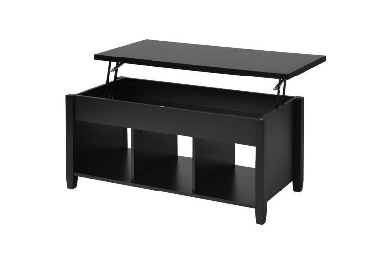 COSTWAY Couchtisch, höhenverstellbar, mit Stauraum & 3 offenen Fächern von COSTWAY