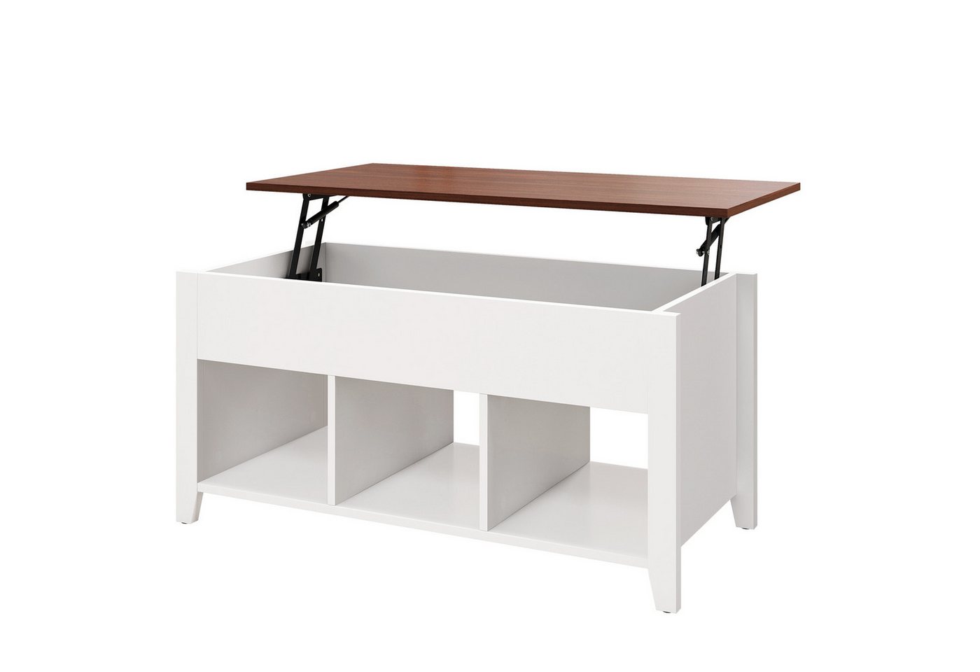 COSTWAY Couchtisch, höhenverstellbar, mit Stauraum & 3 offenen Fächern von COSTWAY
