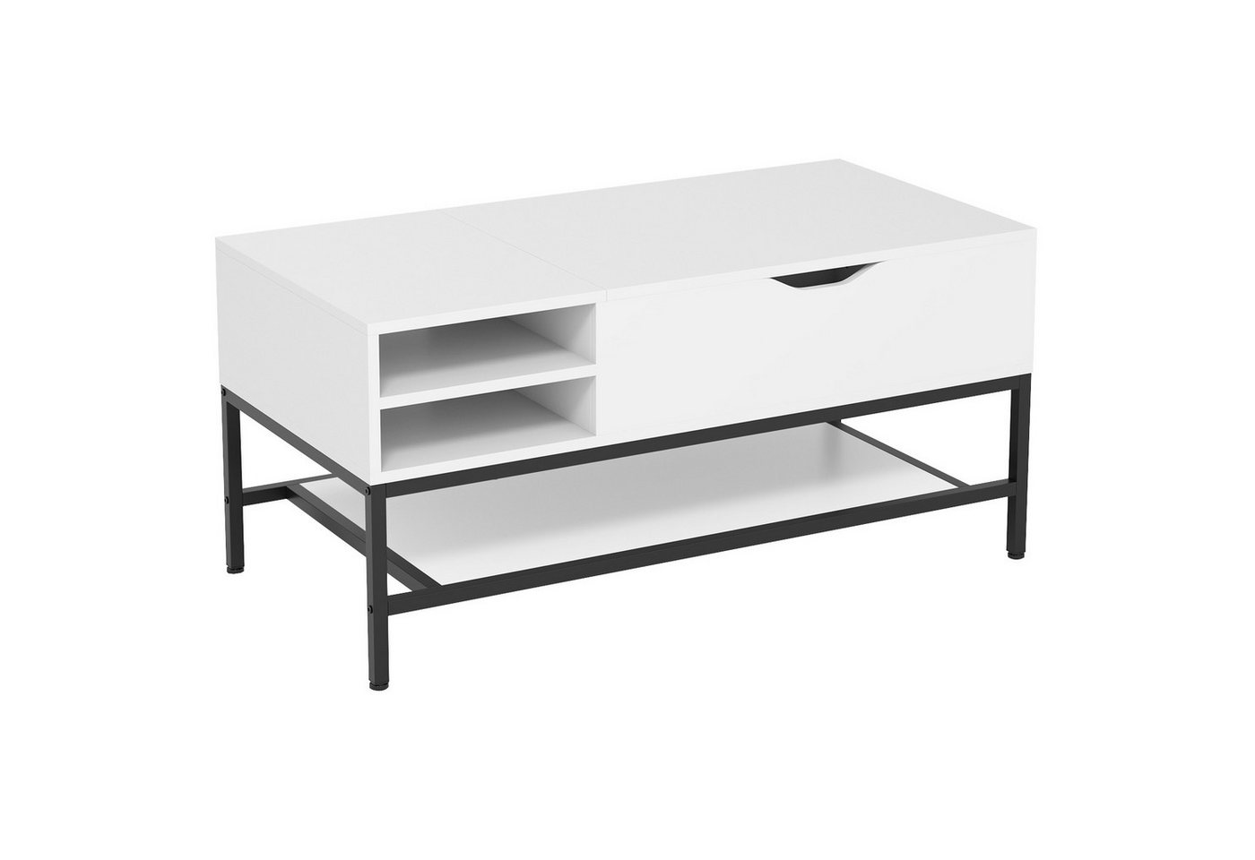 COSTWAY Couchtisch, hühenverstellbar, mit Stauraum, Holz, weiß von COSTWAY