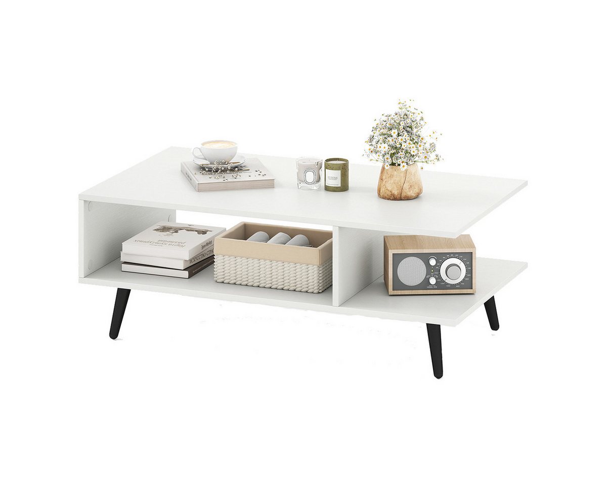 COSTWAY Couchtisch (1-St), mit Stauraum, 2 stufiger Wohnzimmertisch Holz 80x45x30cm von COSTWAY