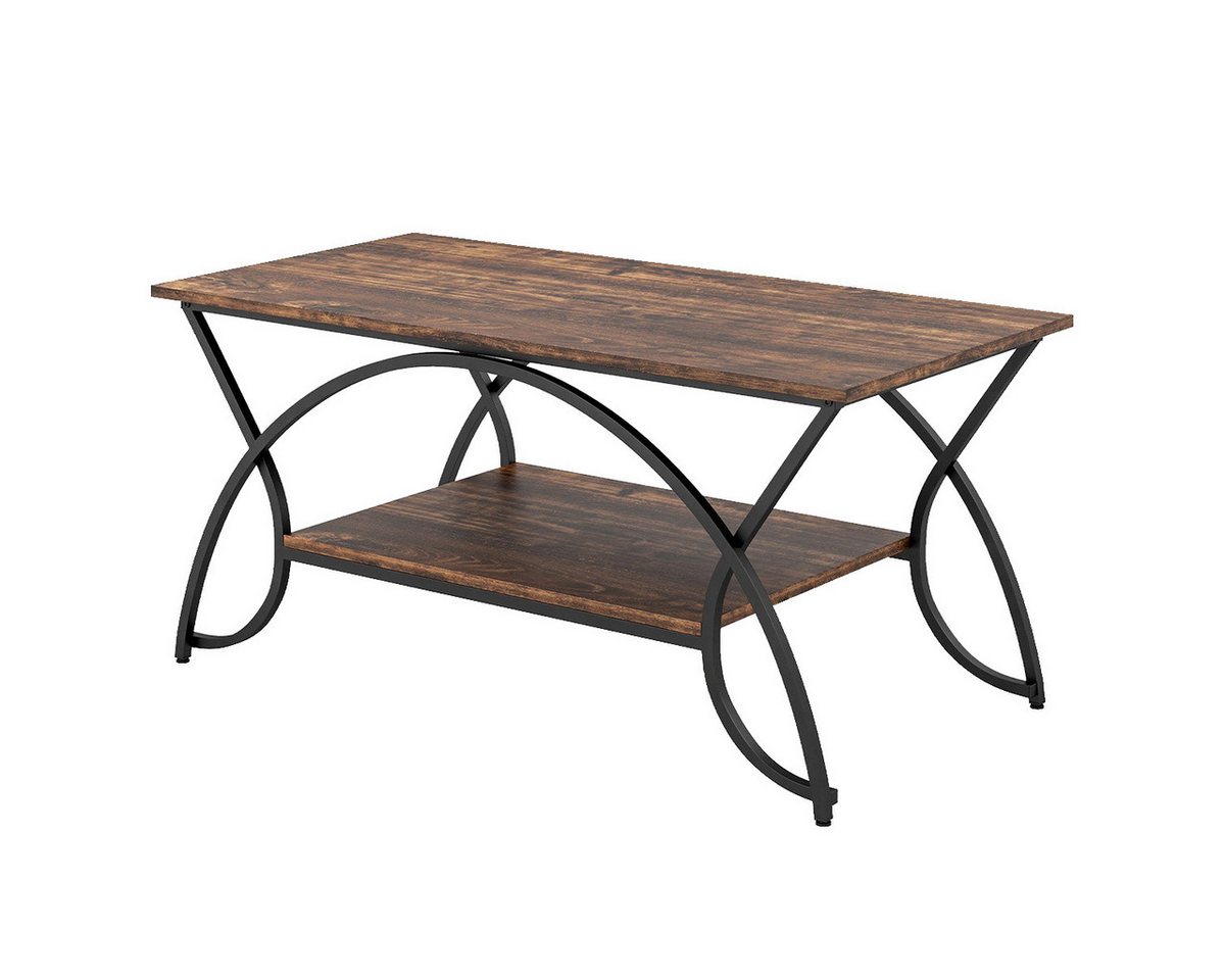 COSTWAY Couchtisch Marmor, mit Ablage & goldenem Metallbeinen, 100x50x45cm von COSTWAY