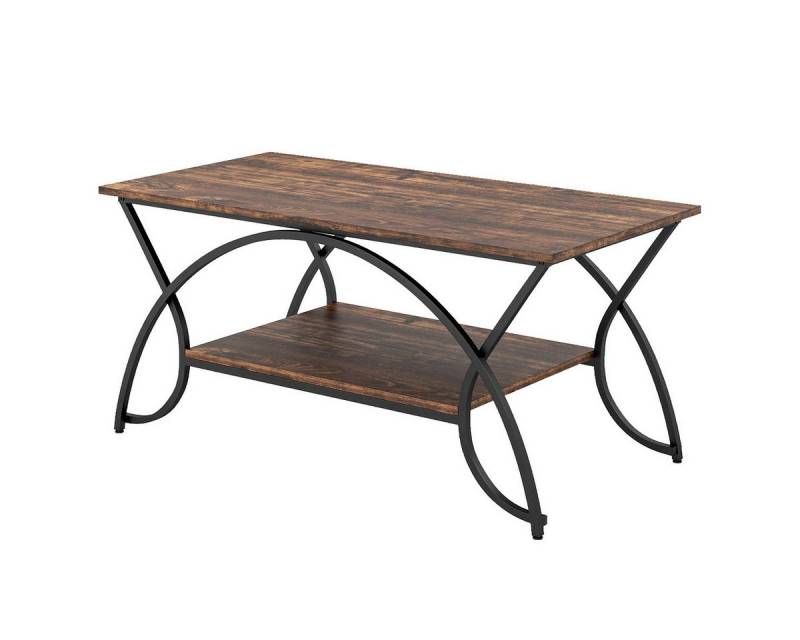 COSTWAY Couchtisch Marmor, mit Ablage & goldenem Metallbeinen, 100x50x45cm von COSTWAY