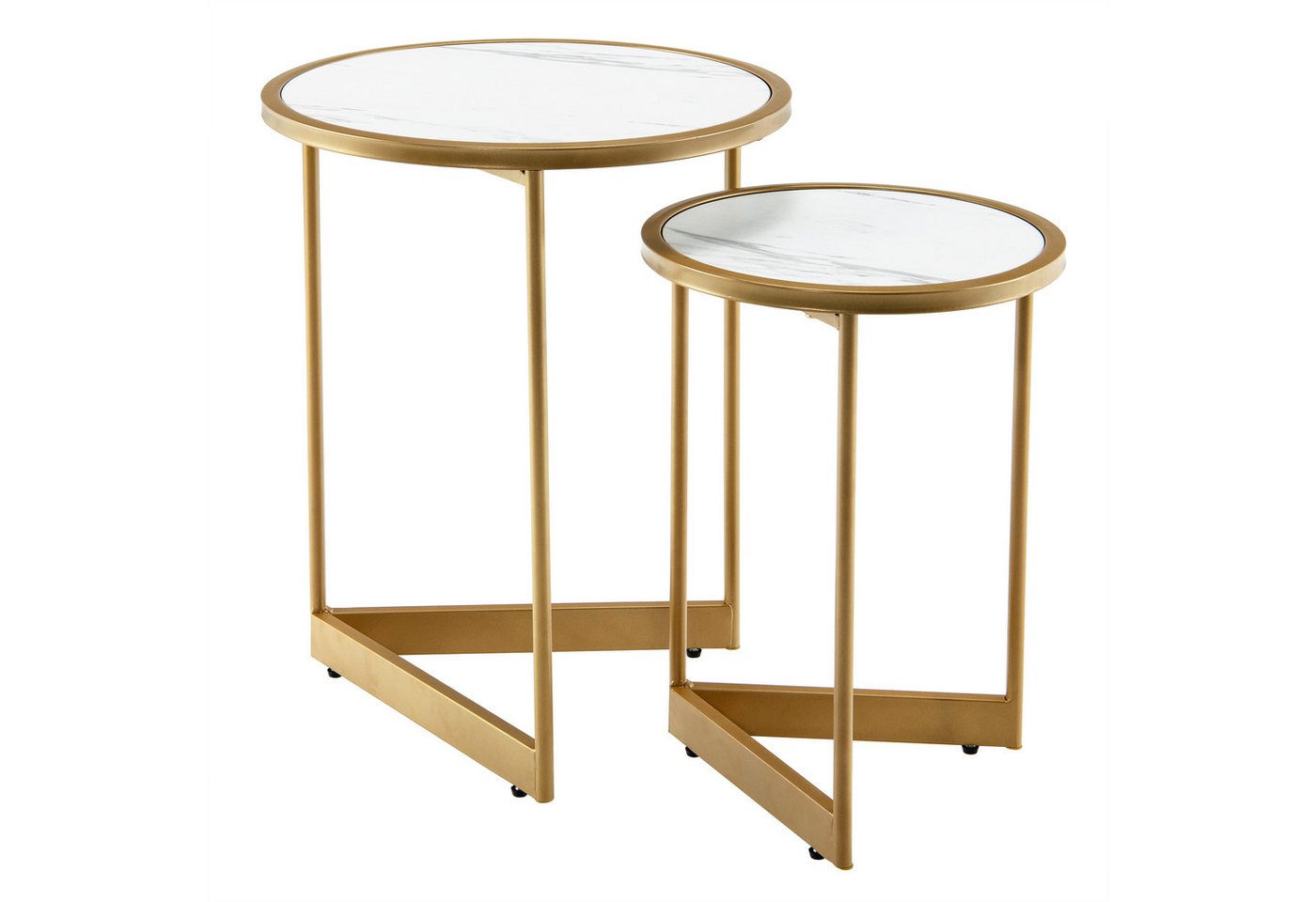 COSTWAY Couchtisch Marmoroptik (2-St), mit goldfarbenem Metallbeinen von COSTWAY
