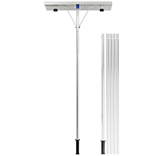 COSTWAY Dach Schneeräumer mit Rollen, Dachschneeräumer aus Aluminium, Schneeschaufel mit rutschfestem Griff, Einstellbereich 160-610 cm, Schneeschieber Dachräumer für Dach von COSTWAY