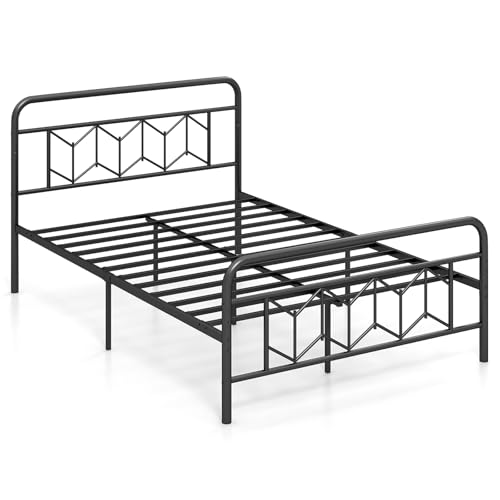 COSTWAY Doppelbett Metallgestell für 200 x 140 cm Matratze, Metallbettgestell mit Kopfteil, Snap-Lock-Metalllatten & Stummschaltleiste, Gästebett Plattformbett schwarz COSTWAY Doppelbett Metallgestell für 200 x 140 cm Matratze, Metallbettgestell mit Kopfteil, Snap-Lock-Metalllatten & Stummschaltleiste, Gästebett Plattformbett schwarz von COSTWAY