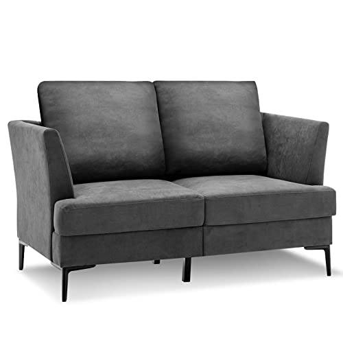 COSTWAY Doppelsofa 2 Sitzer modern, Stoffsofa Polstersofa Sofa grau für 2-3 Personen, Loungesofa Couch im Wohnzimmer, Schlafzimmer von COSTWAY