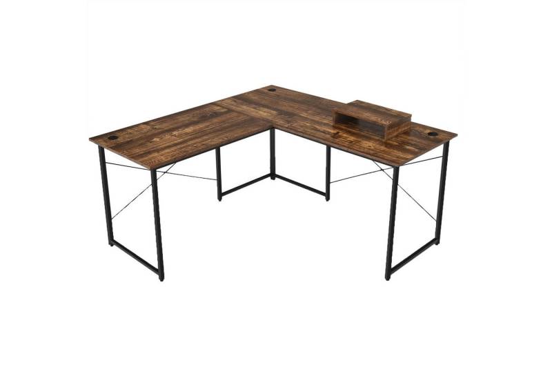 COSTWAY Eckschreibtisch, L-Form, mit Monitorständer, 150 x 150 x 74 cm von COSTWAY