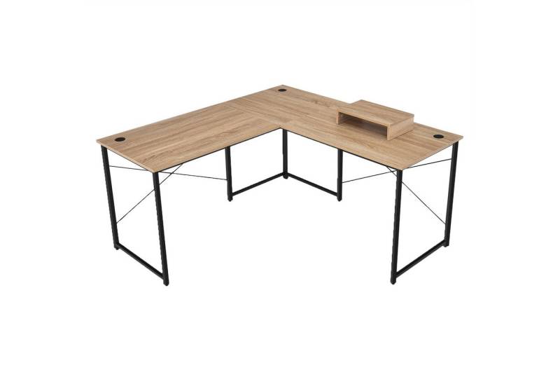 COSTWAY Eckschreibtisch, L-Form, mit Monitorständer, 150 x 150 x 74 cm von COSTWAY