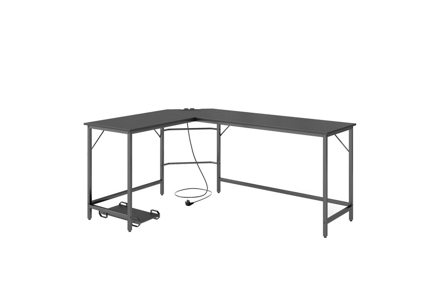 COSTWAY Eckschreibtisch, L-förmig mit Steckdosen & CPU-Ständer 168x125x74,5cm COSTWAY Eckschreibtisch, L-förmig mit Steckdosen & CPU-Ständer 168x125x74,5cm von COSTWAY