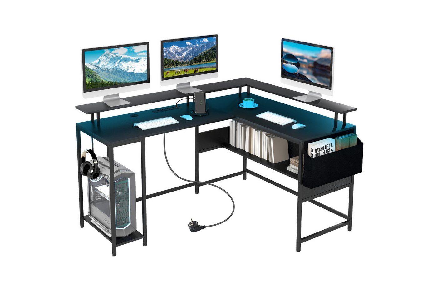 COSTWAY Eckschreibtisch, mit LEDs, Steckdosen, & Monitorständer 146 x 115 cm COSTWAY Eckschreibtisch, mit LEDs, Steckdosen, & Monitorständer 146 x 115 cm von COSTWAY