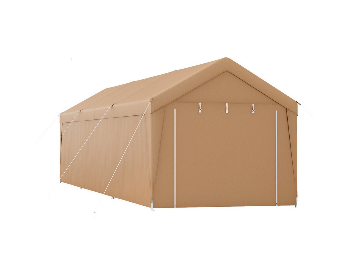 COSTWAY Einzelcarport, BxT: 301x600 cm, mit Seitenwänden & Abdeckung von COSTWAY