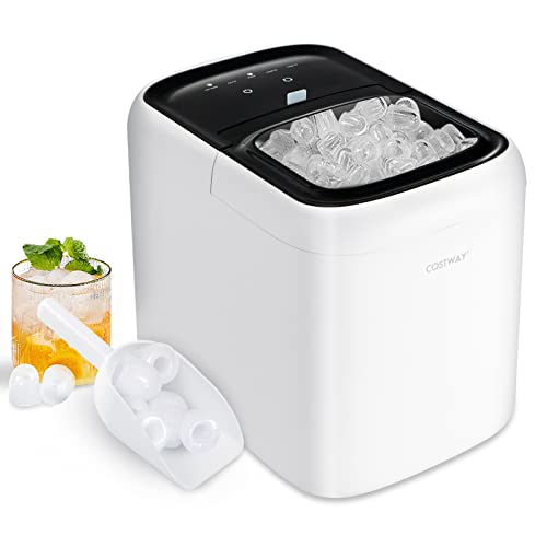 COSTWAY 2L Eiswürfelmaschine 15kg/24H, Ice Maker 9 Eiswürfel in 6-8 min Eismaschine, Eiswürfelbereiter inkl. Eiswürfelschaufel LED von COSTWAY