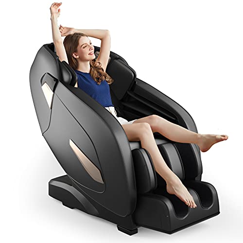COSTWAY Elektrischer Massagesessel Shiatsu Sessel für Ganzkörper, Zero Gravity Massagestuhl mit SL-Spur Massage 32 Luftkissen Bluetooth Heizung, Relaxsessel verstellbar 12 Programme (Ganzschwarz) von COSTWAY