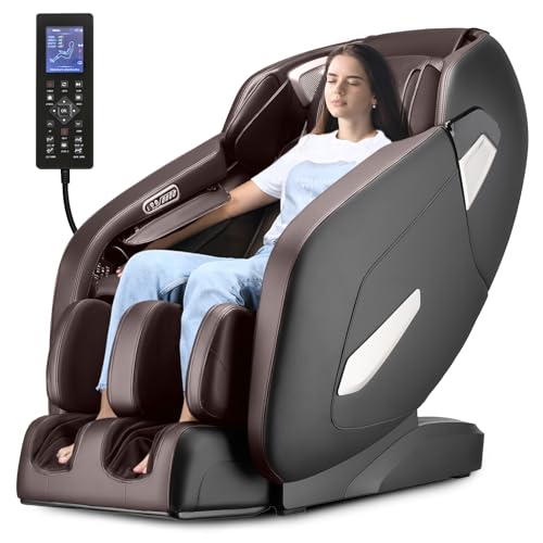 COSTWAY Elektrischer Massagesessel Shiatsu für Ganzkörper, Zero Gravity Massagestuhl mit SL-Spur Massage 32 Luftkissen Heizung, Relaxsessel verstellbar 12 Programme (Schwarz und braun) von COSTWAY