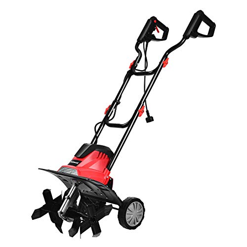 COSTWAY Elektro Bodenhacke Motorhacke elektrisch, Bodenfräse Gartenfräse Gartenhacke, 4 Hackmesser | 1200W | 22cm Arbeitstiefe | 35cm Arbeitsbreite | 365 U/m | mit Schutzschalter, Rot von COSTWAY