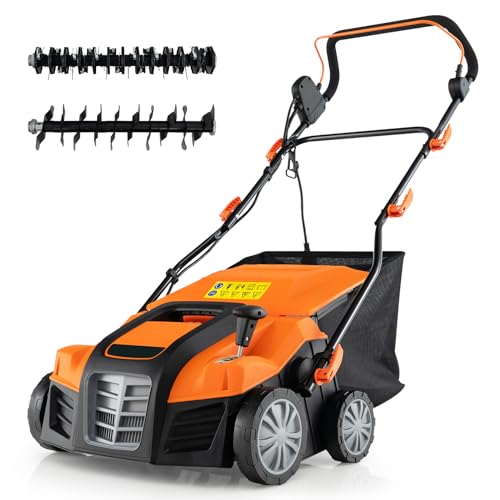 COSTWAY Elektro Vertikutierer & Rasenlüfter 41 cm, 15A 2-in-1 Rasenvertikutierer mit 3 Stufen Höhenverstellung & 5 Stufen Arbeitstiefe, Klappbarer Geh-Rasenlüfter mit 55 L Auffangbehälter (Orange) COSTWAY Elektro Vertikutierer & Rasenlüfter 41 cm, 15A 2-in-1 Rasenvertikutierer mit 3 Stufen Höhenverstellung & 5 Stufen Arbeitstiefe, Klappbarer Geh-Rasenlüfter mit 55 L Auffangbehälter (Orange) von COSTWAY