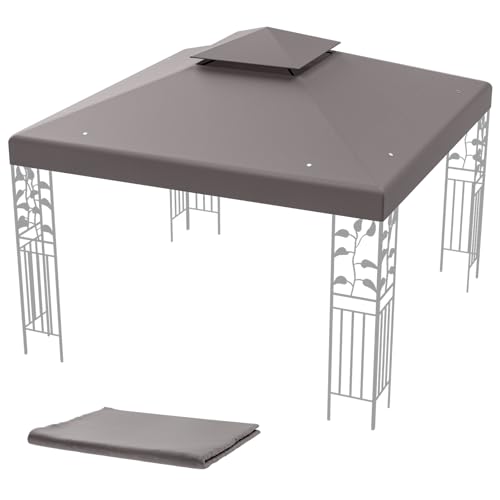 COSTWAY Ersatzdach Pavillon 3x3m, Pavillondach Ersatzbezug mit Doppeldach & Klettverschlüssen, Stabil & Wasserabweisend Einzeldach für Gartenpavillon (Grau) von COSTWAY