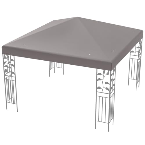 COSTWAY Ersatzdach Pavillon 3x3m, Pavillondach Ersatzbezug mit Klettverschlüssen, Stabil & Wasserabweisend Einzeldach für Gartenpavillon (Grau) von COSTWAY