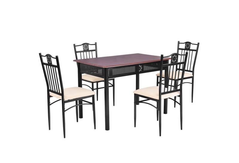 COSTWAY Essgruppe, 5 tlg. Esstisch-Set mit 4 gepolsterten Stühlen, Metall COSTWAY Essgruppe, 5 tlg. Esstisch-Set mit 4 gepolsterten Stühlen, Metall von COSTWAY