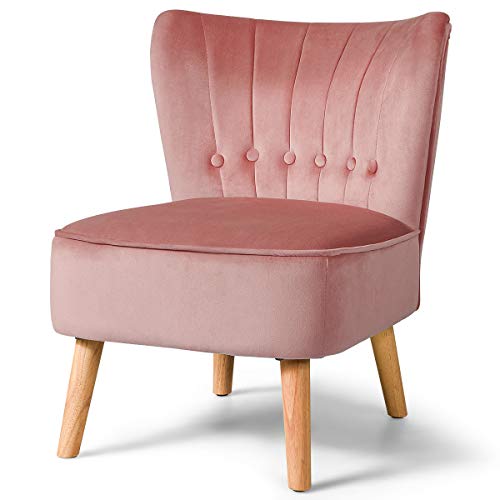 COSTWAY Esszimmerstuhl Wohnzimmerstuhl gepolstert, Polsterstuhl Designerstuhl Akzentstuhl Küchenstuhl Schminksessel Farbwahl (Rosa) von COSTWAY