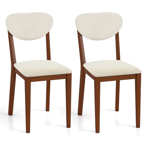 COSTWAY Esszimmerstühle 2er Set, Küchenstuhl mit Gummibaumholzbeinen, gepolsterter Sitz & Rückenlehne, 180 kg Tragkraft, Polsterstuhl für Esszimmer, Küche von COSTWAY