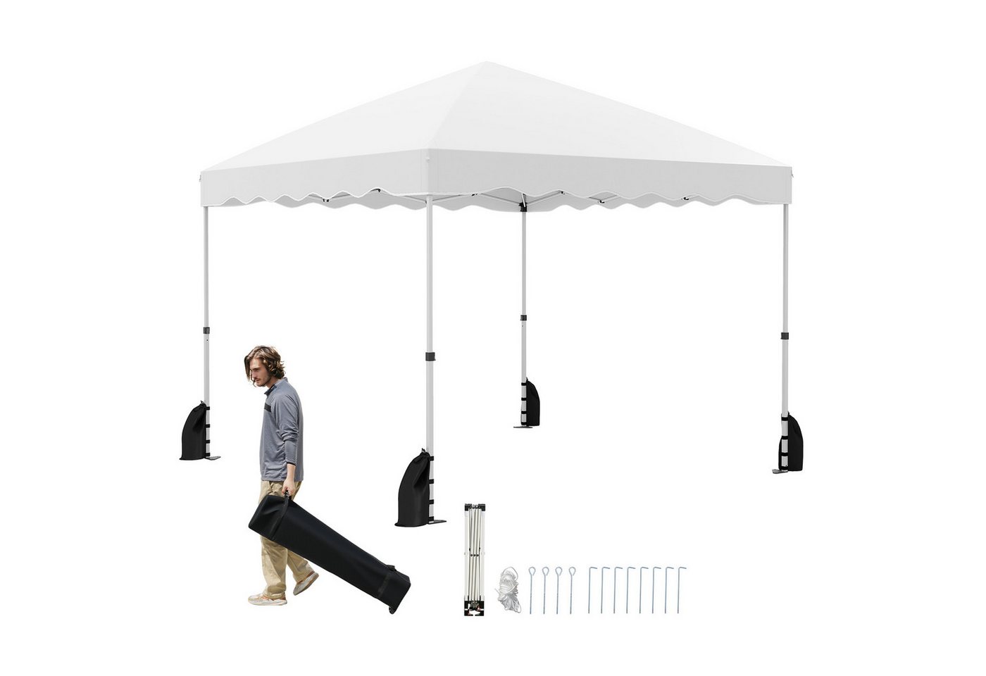 COSTWAY Faltpavillon, Pop-up Outdoor-Pavillon klappbarer, mit Rolltasche von COSTWAY