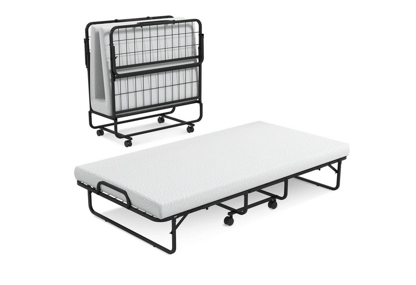 COSTWAY Gästebett klappbar, 191 x 96cm, Schaumstoffmatratze, Rollen, 180kg von COSTWAY