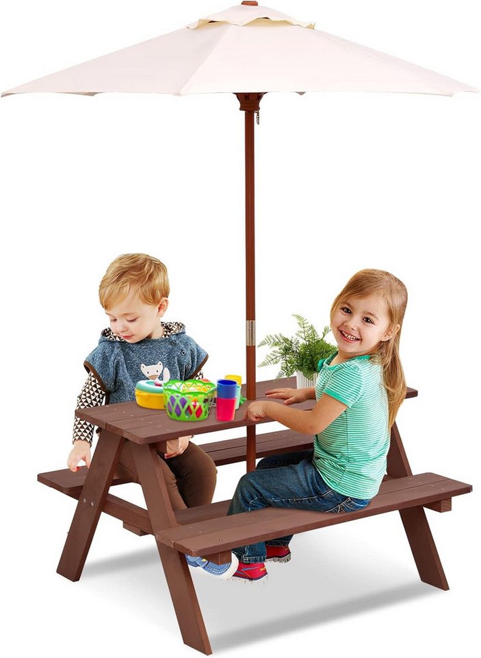 COSTWAY Garten-Kindersitzgruppe, mit abnehmbarem Sonnenschirm, 4 Sitze von COSTWAY