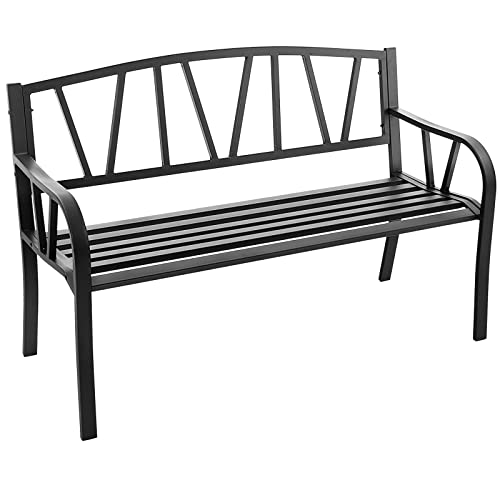 COSTWAY Gartenbank Metall, 2-Sitzer Sitzbank, Parkbank bis 300kg belastbar, Terrassenbank für Garten, Balkon und Terrasse, 128 x 57 x 86 cm von COSTWAY