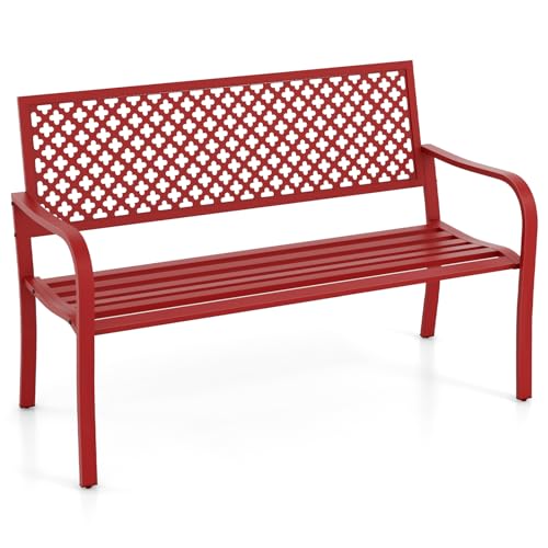 COSTWAY Gartenbank Metall, wetterfeste Sitzbank für 2-3 Sitzer, Parkbank mit Rückenlehne & Armlehne, Metallbank bis 300 kg belastbar, Eisenbank für Garten, Terrasse, Balkon, 127 x 62 x 86 cm (Rot) COSTWAY Gartenbank Metall, wetterfeste Sitzbank für 2-3 Sitzer, Parkbank mit Rückenlehne & Armlehne, Metallbank bis 300 kg belastbar, Eisenbank für Garten, Terrasse, Balkon, 127 x 62 x 86 cm (Rot) von COSTWAY