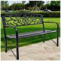 COSTWAY Gartenbank Stizbank Parkbank Bank Gartenmoebel Gusseisen Metall 127 x 60 x 85 cm von COSTWAY