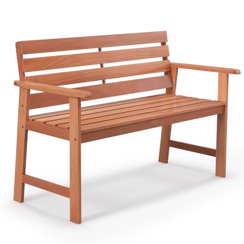 COSTWAY Gartenbank aus Hartholz, Holzbank wetterfest, Sitzbank für 2 Personen, Balkonbank aus Hartholz, Parkbank für Terrasse, Balkon, Garten, 120,5 x 64 x 84 cm von COSTWAY