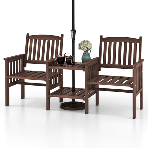 COSTWAY Gartenbank mit Tisch, 2-Sitzer Holzbank mit Schirmloch, Sitzbank aus Tannenholz bis 330 kg belastbar, Terrassenbank für Balkon, Garten, Terrasse, 165 x 60 x 88 cm COSTWAY Gartenbank mit Tisch, 2-Sitzer Holzbank mit Schirmloch, Sitzbank aus Tannenholz bis 330 kg belastbar, Terrassenbank für Balkon, Garten, Terrasse, 165 x 60 x 88 cm von COSTWAY