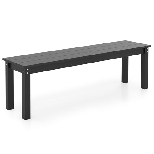 COSTWAY Gartenbank wetterfest, 3-Sitzer Sitzbank aus Kunststoff, Balkonbank ohne Lehne, Terrassenbank bis 340kg belastbar, Parkbank für Garten, Balkon, Terrasse (Schwarz) von COSTWAY