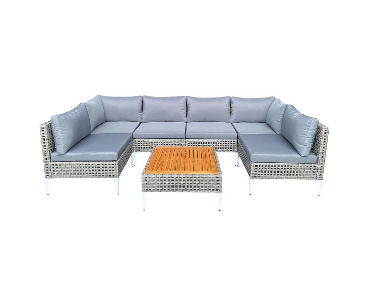 COSTWAY Gartenlounge-Set, (7-tlg), Gartenmöbel Set Rattan & Akazie, mit Kissen von COSTWAY