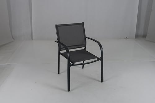 COSTWAY Gartenstühle stapelbar 2er Set, Stapelstühle aus Textilene und Metallgestell, Terrassenstühle mit Armlehnen, Balkonstühle bis 150 kg belastbar, 61 x 58 x 85 cm, Grau von COSTWAY