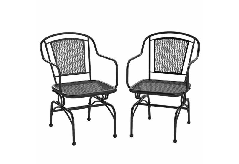 COSTWAY Gartenstuhl (2 St), Outdoor-Schaukelstuhl-Set mit Netz-Rückenlehne von COSTWAY
