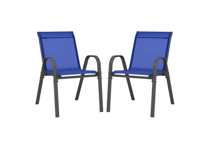 COSTWAY Gartenstuhl (2 St), Stapelstühle, aus Metall, stapelbar, 56 x 70 x 84 cm von COSTWAY