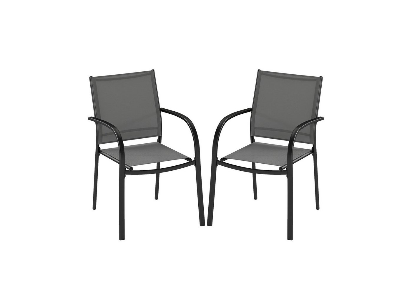 COSTWAY Gartenstuhl (2 St), stapelbare Terrassenstühle aus Metall von COSTWAY