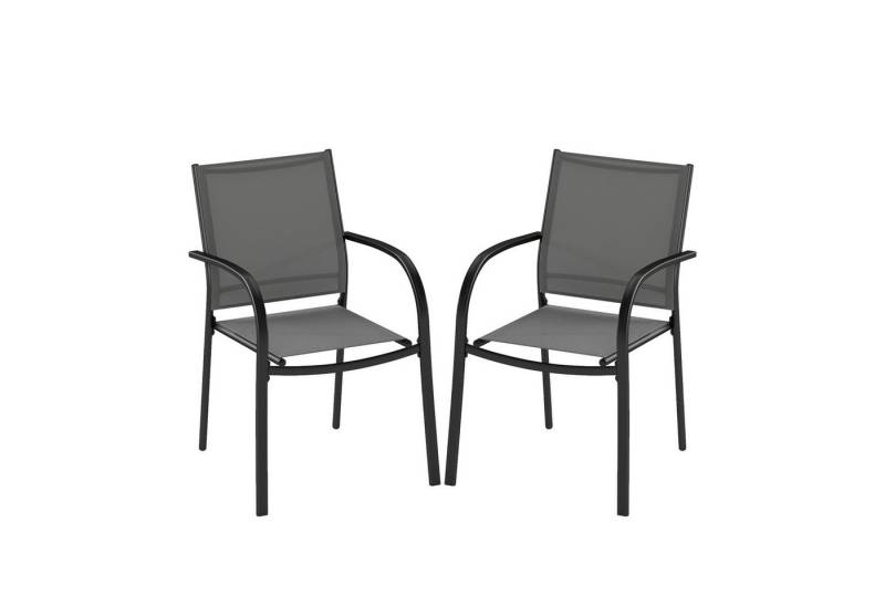 COSTWAY Gartenstuhl (2 St), stapelbare Terrassenstühle aus Metall von COSTWAY